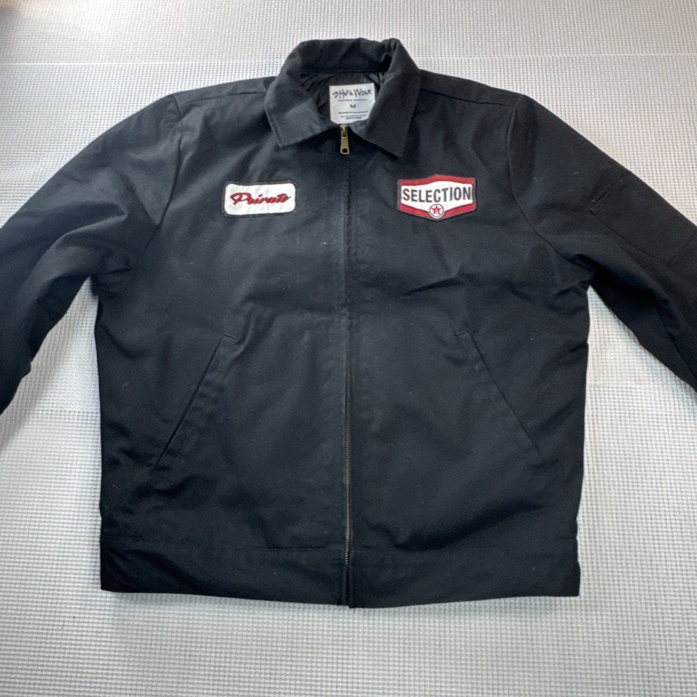 (534) Shaka Wear Work Jacket Mens M Black Private Motors Quilted - Picture 8 of 16
